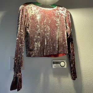 Zara Velvet Crop Long Sleeve Shirt